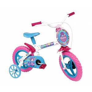 Bicicleta Aro 12 South Bike Tay Princess com Rodinhas - Branca/Azul/Rosa