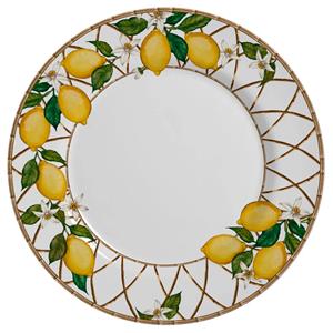 Prato Raso Alleanza Siciliano em Cerâmica - Branco/Dourado