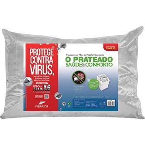 Travesseiro Fibrasca Saúde & Conforto Prateado 4281 100% Poliéster com Fibra Siliconada