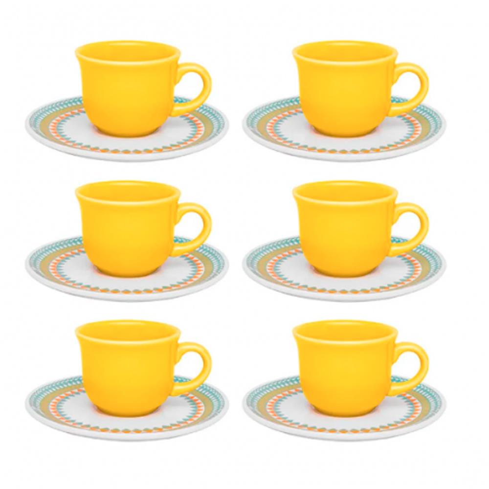 Jogo 6 Xícaras de Chá com Pires Bilro - Oxford