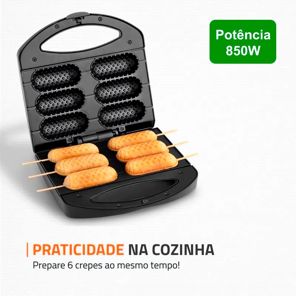 Crepeira Mondial Pratic Crepe & Hot Dog CP01 850W Preta - 220V