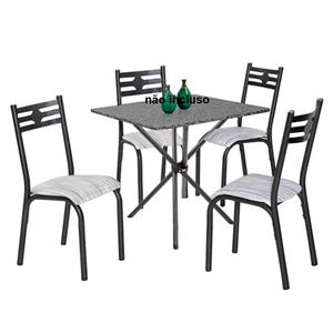 Mesa de Jantar Ciplafe Plaza Vip com 4 Cadeiras - Granito Craqueado/Riscada Branca