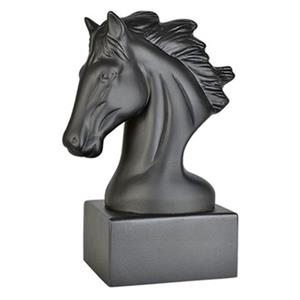 Estatueta Decorativa Novo Tempo Cabeça de Cavalo em Cerâmica - Preto Matte