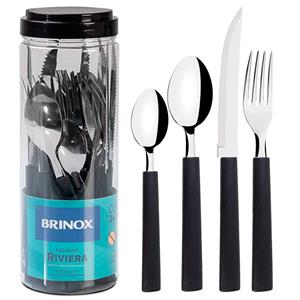 Faqueiro Brinox Riviera 24 Peças em Aço Inox com Cabo de Polipropileno - Preto