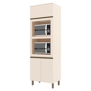 Paneleiro Torre Quente Henn Connect em MDF para 2 Fornos com 3 Portas - Off White