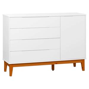 Cômoda Reller Elfe 100% MDF 1 Porta 4 Gavetas - Branco Fosco