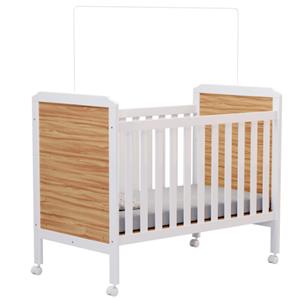 Berço Peroba Cloe Americano Mini Cama 100% MDF com Rodinhas - Branco Brilho/Amêndoa