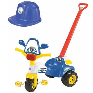 Triciclo Infantil Magic Toys Tico-Tico Polícia com Capacete - Azul/Vermelho