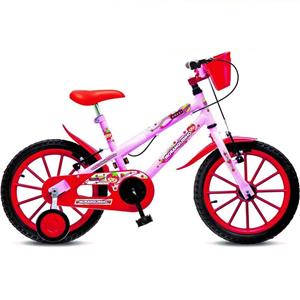 Bicicleta Infantil Aro 16 Colli Moranguinho MTB com Cesta e Rodinhas - Rosa