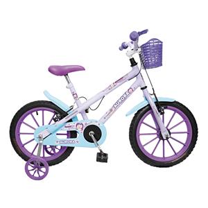 Bicicleta Infantil Aro 16 Colli Aurora MTB com Cesta e Rodinhas - Lilás