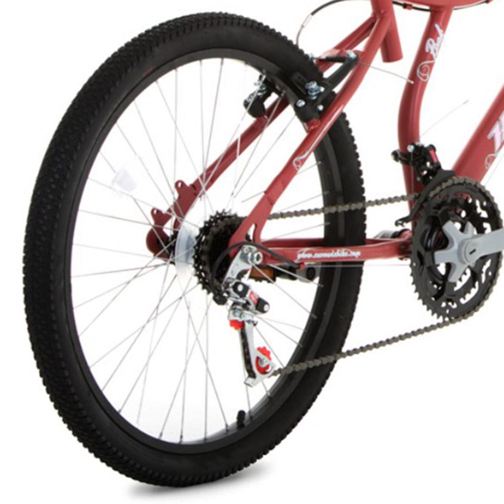 Bicicleta Aro 24 Houston Bristol Peak em Aço Carbono 21 Marchas Freio V-Brake com Cesta - Vermelho Fosco