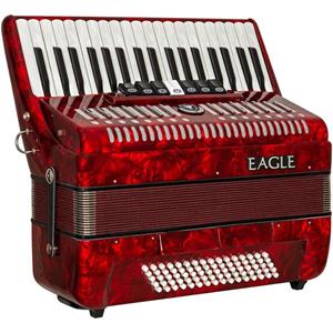 Acordeon Eagle 80 Baixos 37 Teclas Tipo Piano Perolizado - Vermelho