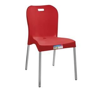 Cadeira de Plástico sem Braço com Pés de Alumínio Paramount - Vermelha