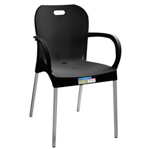 Cadeira de Plástico com Braço Pés de Alumínio Paramount - Preta