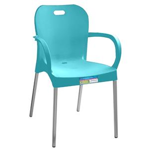 Cadeira de Plástico com Braço Pés de Alumínio Paramount - Azul Turquesa