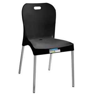 Cadeira de Plástico sem Braço com Pés de Alumínio Paramount - Preta