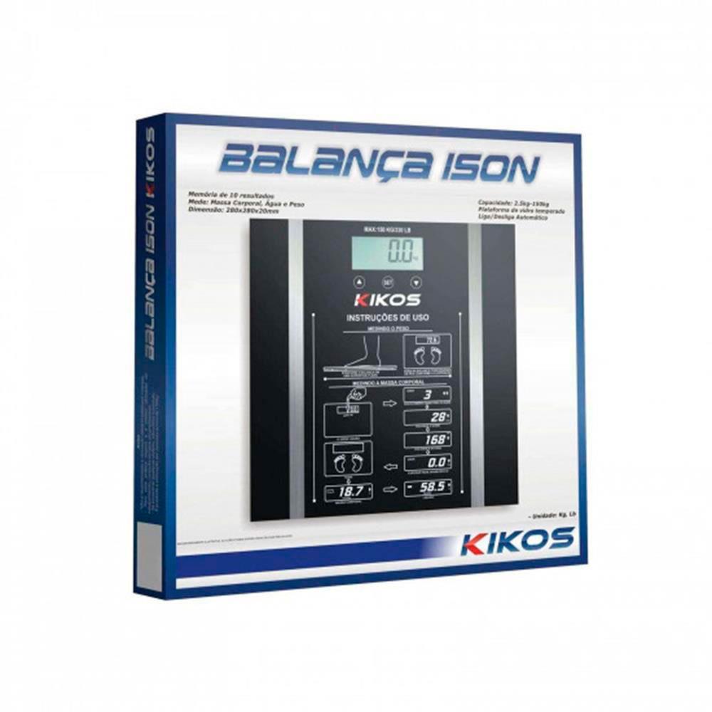 Balança Digital Kikos Ison com Bioimpedância até 150Kg - Preta