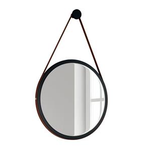 Espelho Redondo HB com Alça Marrom - 54cm