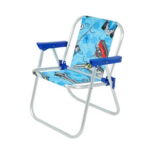 Cadeira de Praia Infantil Bel Fix Hot Wheels em Alumínio - Azul/Branca