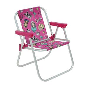 Cadeira de Praia Infantil Bel Fix Barbie em Alumínio - Rosa/Branca