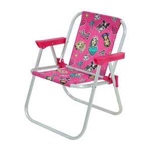 Cadeira de Praia Infantil Bel Fix Barbie em Alumínio - Rosa/Branca