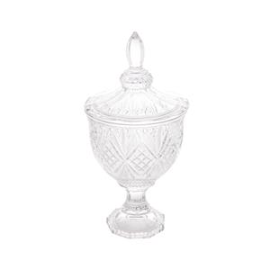 Bomboniere Decorativo de Cristal Lyor Dublin com Pé e Tampa - 18,5x38,5 cm