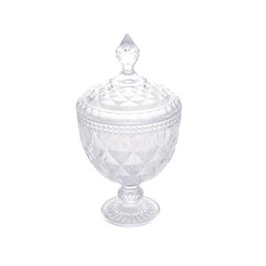 Bomboniere Decorativo de Cristal Lyor Diamond com Pé e Tampa - 15x28 cm
