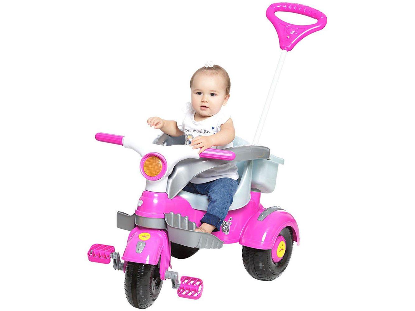 Triciclo Infantil Com Empurrador Velocita Classic Rosa - Bom Preço