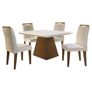 Mesa de Jantar Quadrada Rufato Luna com 4 Cadeiras Athenas