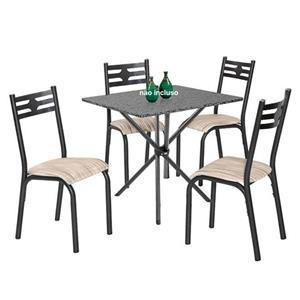 Mesa de Jantar Ciplafe Plaza Vip com 4 Cadeiras - Craqueado Preto/Junco Manteiga