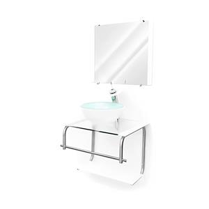 Gabinete para Banheiro Vildrex Moscou em Inox com Espelho - Branco