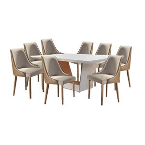 Mesa de Jantar Mobillare Rubi com 8 Cadeiras Esmeralda