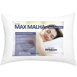 Travesseiro Ortobom Max Malha 100% Algodão com Fibra Siliconada