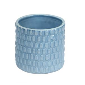 Vaso Casa Bonita Tubo Gotas em Cerâmica Azul Jeans - 10x8cm